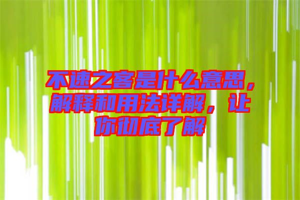 不速之客是什么意思，解釋和用法詳解，讓你徹底了解