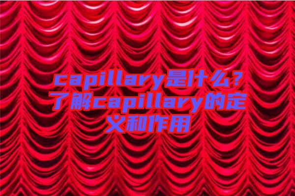 capillary是什么？了解capillary的定義和作用