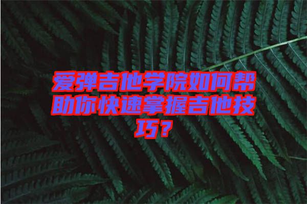 愛彈吉他學(xué)院如何幫助你快速掌握吉他技巧？