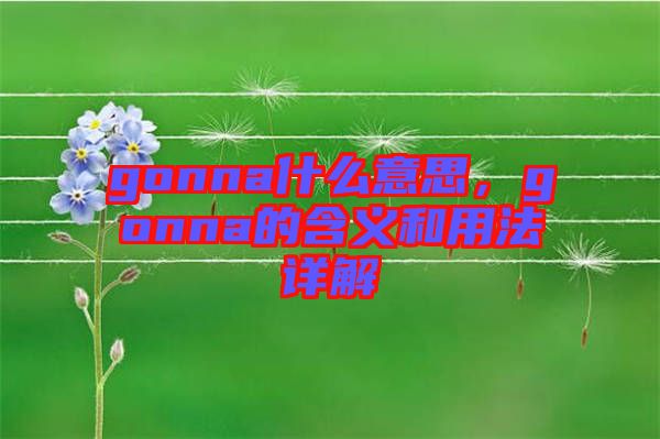 gonna什么意思，gonna的含義和用法詳解