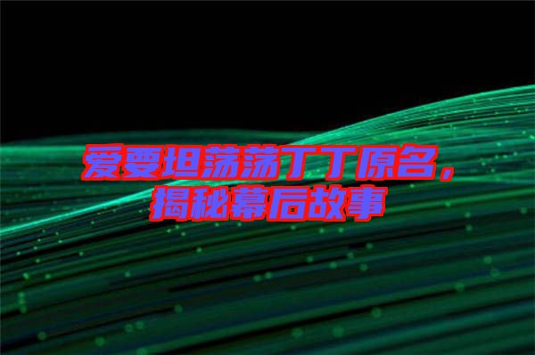 愛(ài)要坦蕩蕩丁丁原名，揭秘幕后故事