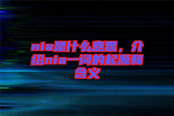 nia是什么意思，介紹nia一詞的起源和含義