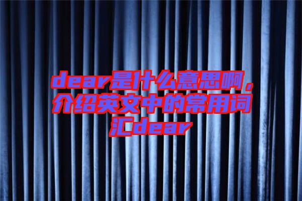 dear是什么意思啊，介紹英文中的常用詞匯dear