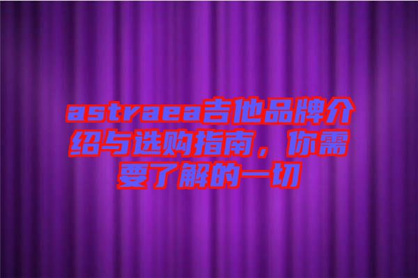 astraea吉他品牌介紹與選購指南，你需要了解的一切