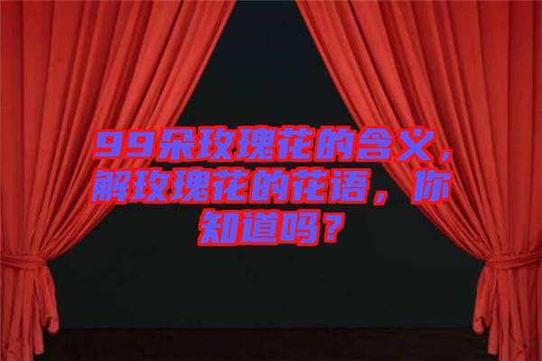 99朵玫瑰花的含義，解玫瑰花的花語，你知道嗎？