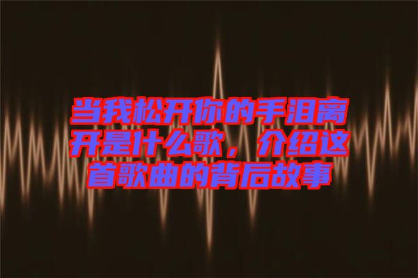 當(dāng)我松開你的手淚離開是什么歌，介紹這首歌曲的背后故事