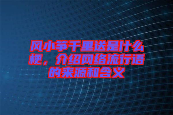 風(fēng)小箏千里送是什么梗，介紹網(wǎng)絡(luò)流行語的來源和含義
