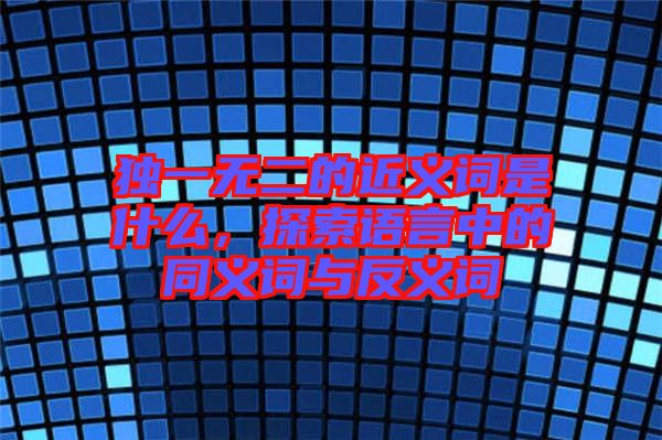 獨一無二的近義詞是什么，探索語言中的同義詞與反義詞
