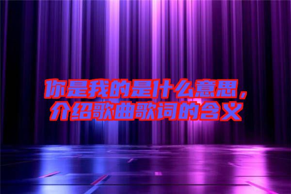 你是我的是什么意思，介紹歌曲歌詞的含義
