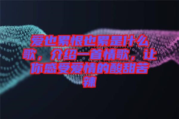 愛也累恨也累是什么歌，介紹一首情歌，讓你感受愛情的酸甜苦辣