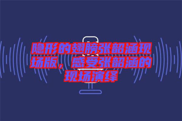隱形的翅膀張韶涵現(xiàn)場(chǎng)版，感受張韶涵的現(xiàn)場(chǎng)演繹