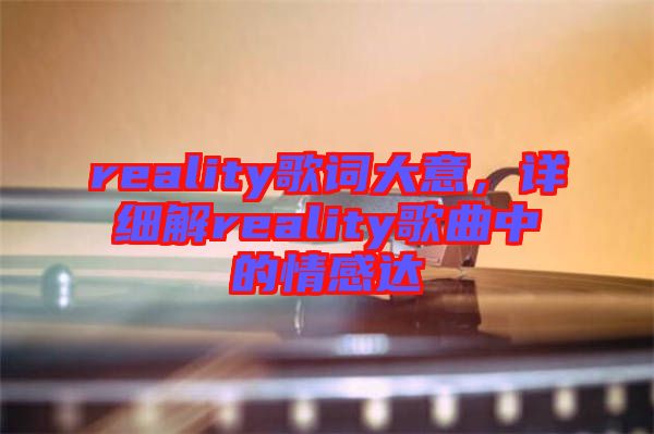 reality歌詞大意，詳細(xì)解reality歌曲中的情感達(dá)