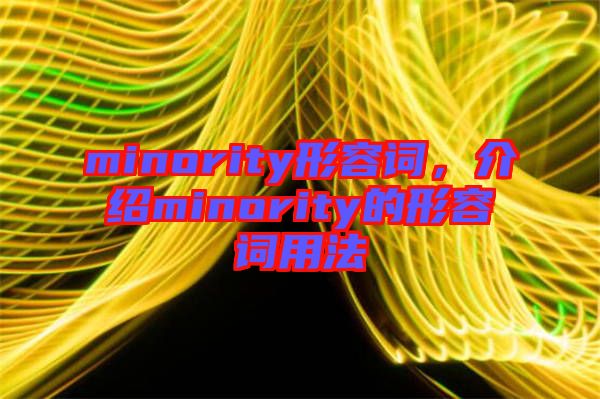 minority形容詞，介紹minority的形容詞用法