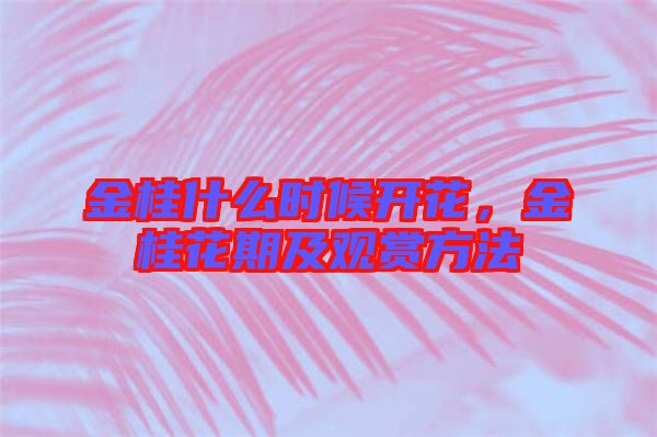金桂什么時候開花，金桂花期及觀賞方法