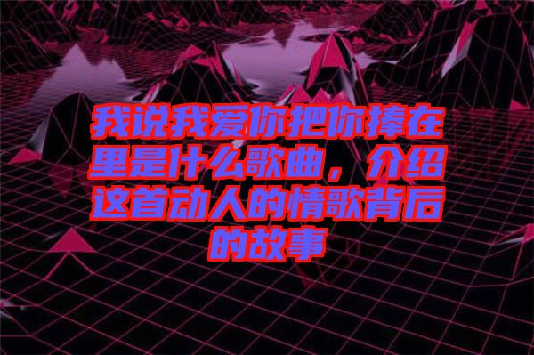 我說我愛你把你捧在里是什么歌曲，介紹這首動人的情歌背后的故事