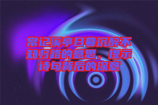 常記溪亭日暮沉醉不知?dú)w路的意思，提示詩句背后的深意