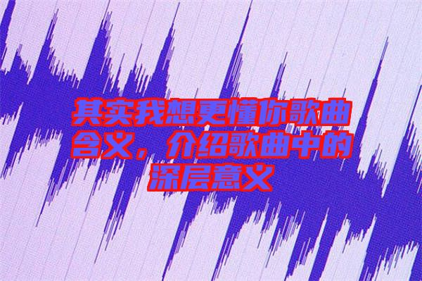 其實我想更懂你歌曲含義，介紹歌曲中的深層意義