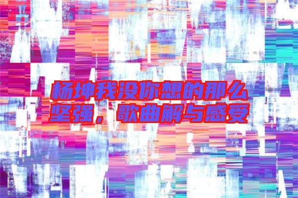 楊坤我沒(méi)你想的那么堅(jiān)強(qiáng)，歌曲解與感受