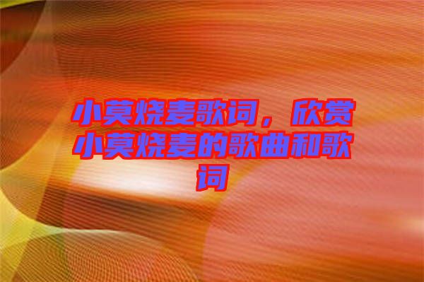 小莫燒麥歌詞，欣賞小莫燒麥的歌曲和歌詞