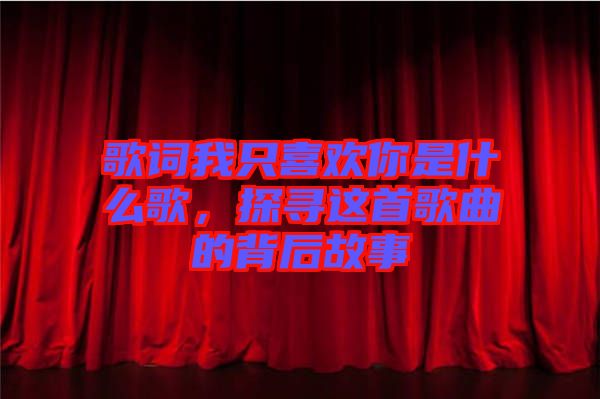 歌詞我只喜歡你是什么歌，探尋這首歌曲的背后故事
