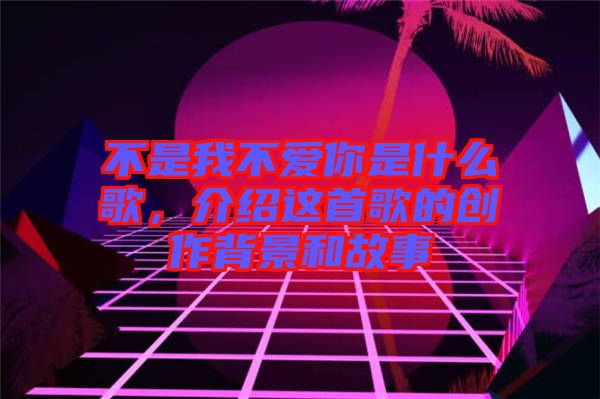 不是我不愛你是什么歌，介紹這首歌的創(chuàng)作背景和故事