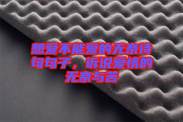 想愛(ài)不能愛(ài)的無(wú)奈詩(shī)句句子，訴說(shuō)愛(ài)情的無(wú)奈與苦