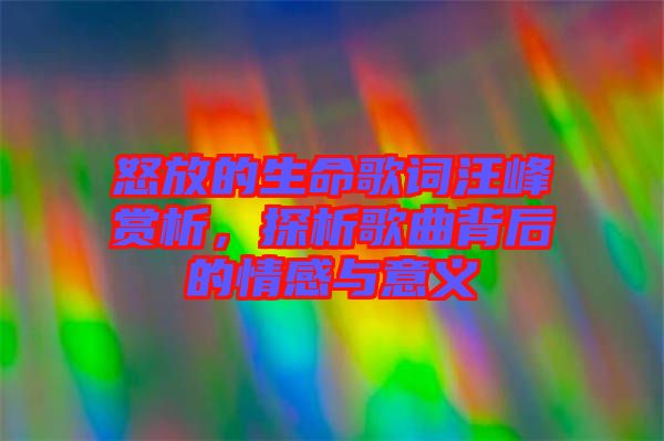 怒放的生命歌詞汪峰賞析，探析歌曲背后的情感與意義