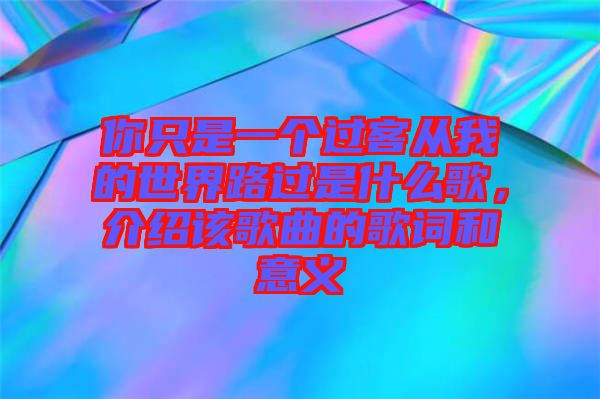 你只是一個過客從我的世界路過是什么歌，介紹該歌曲的歌詞和意義
