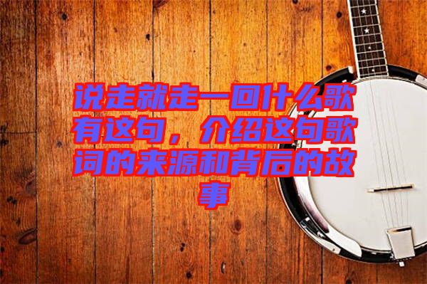 說(shuō)走就走一回什么歌有這句，介紹這句歌詞的來(lái)源和背后的故事