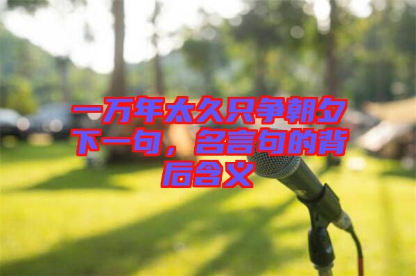 一萬年太久只爭朝夕下一句，名言句的背后含義