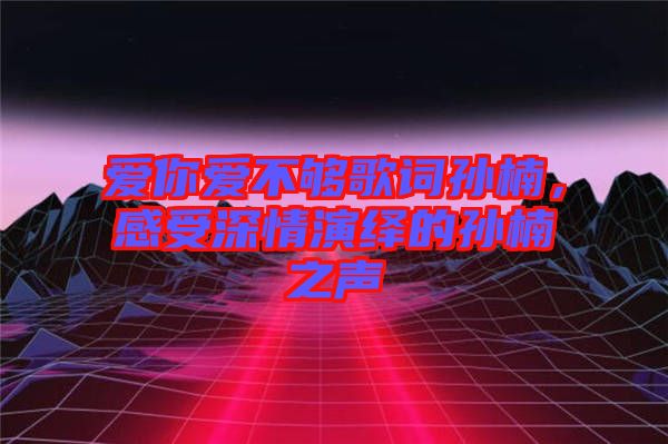 愛(ài)你愛(ài)不夠歌詞孫楠，感受深情演繹的孫楠之聲