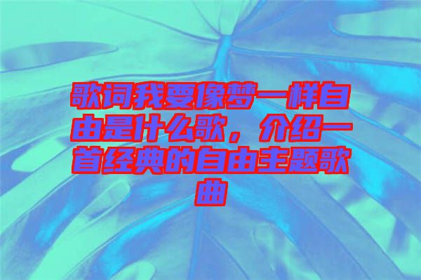 歌詞我要像夢一樣自由是什么歌，介紹一首經(jīng)典的自由主題歌曲
