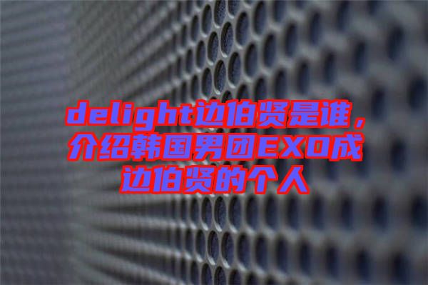delight邊伯賢是誰，介紹韓國(guó)男團(tuán)EXO成邊伯賢的個(gè)人