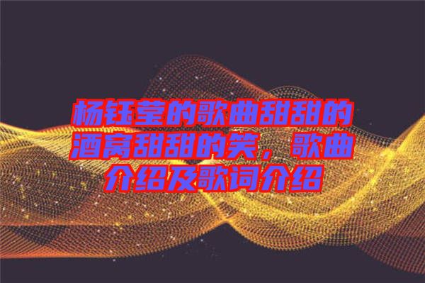 楊鈺瑩的歌曲甜甜的酒窩甜甜的笑，歌曲介紹及歌詞介紹