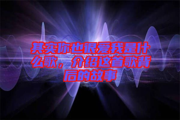 其實(shí)你也很愛我是什么歌，介紹這首歌背后的故事