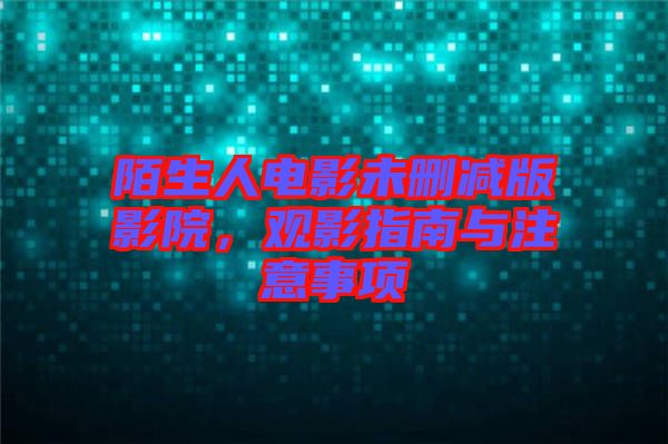 陌生人電影未刪減版影院，觀影指南與注意事項(xiàng)