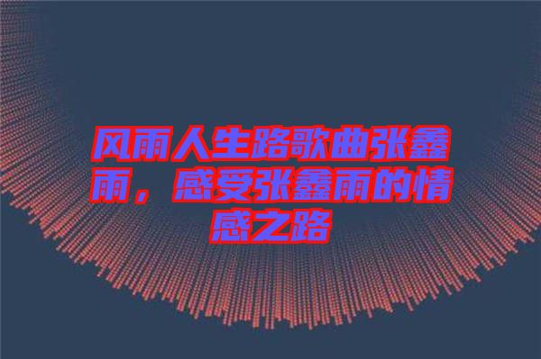 風(fēng)雨人生路歌曲張?chǎng)斡?，感受張?chǎng)斡甑那楦兄? width=
