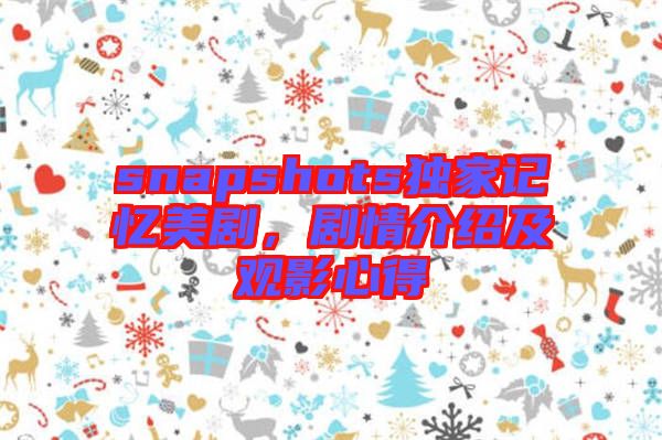 snapshots獨(dú)家記憶美劇，劇情介紹及觀影心得