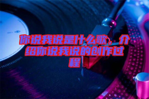 你說我說是什么歌，介紹你說我說的創(chuàng)作過程