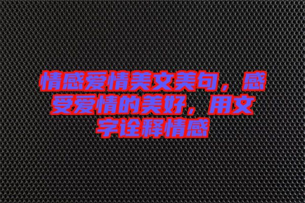 情感愛情美文美句，感受愛情的美好，用文字詮釋情感