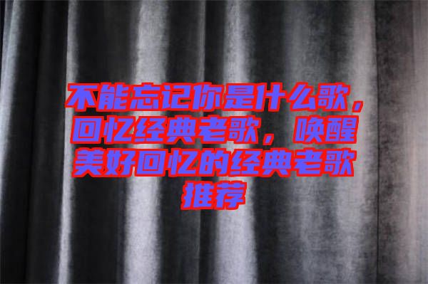 不能忘記你是什么歌，回憶經典老歌，喚醒美好回憶的經典老歌推薦