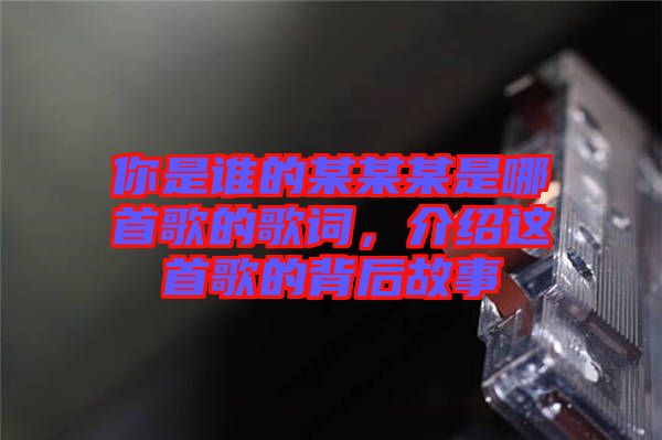 你是誰的某某某是哪首歌的歌詞，介紹這首歌的背后故事