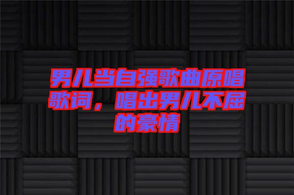 男兒當(dāng)自強(qiáng)歌曲原唱歌詞，唱出男兒不屈的豪情
