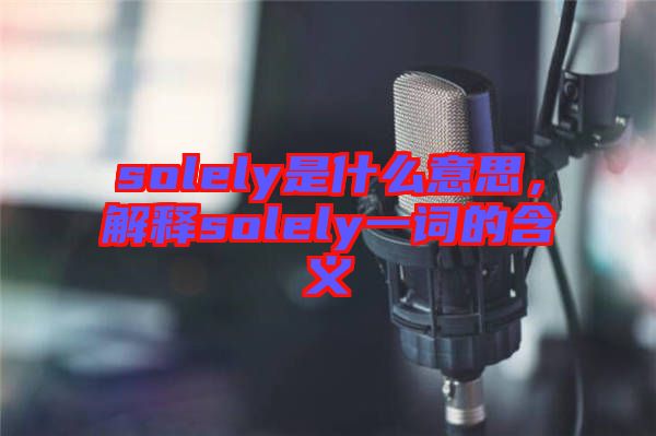 solely是什么意思，解釋solely一詞的含義