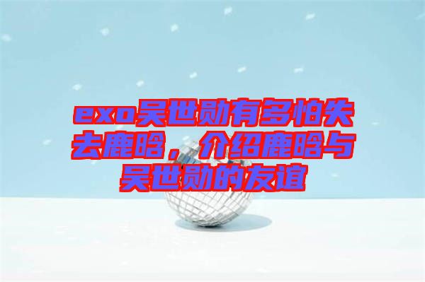 exo吳世勛有多怕失去鹿晗，介紹鹿晗與吳世勛的友誼