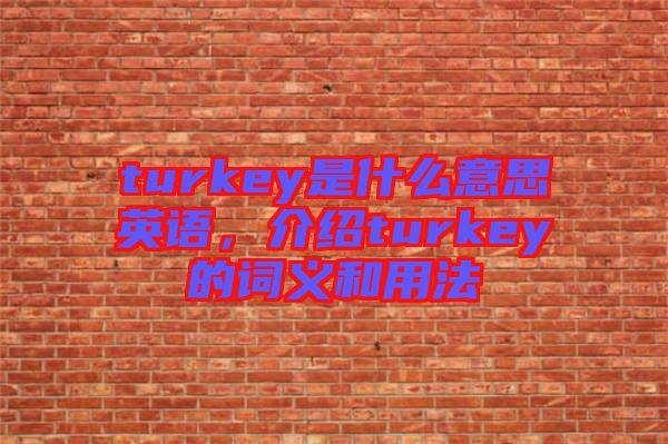 turkey是什么意思英語，介紹turkey的詞義和用法