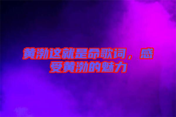 黃渤這就是命歌詞，感受黃渤的魅力