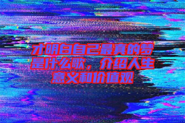才明白自己最真的夢(mèng)是什么歌，介紹人生意義和價(jià)值觀