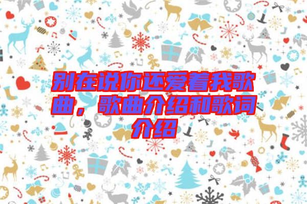 別在說你還愛著我歌曲，歌曲介紹和歌詞介紹