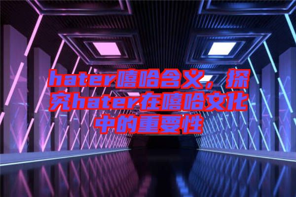 hater嘻哈含義，探究hater在嘻哈文化中的重要性
